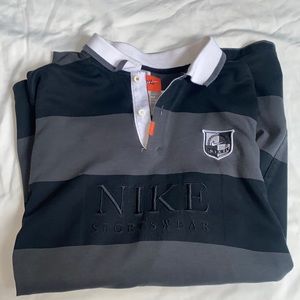 Grey and black striped Nike polo